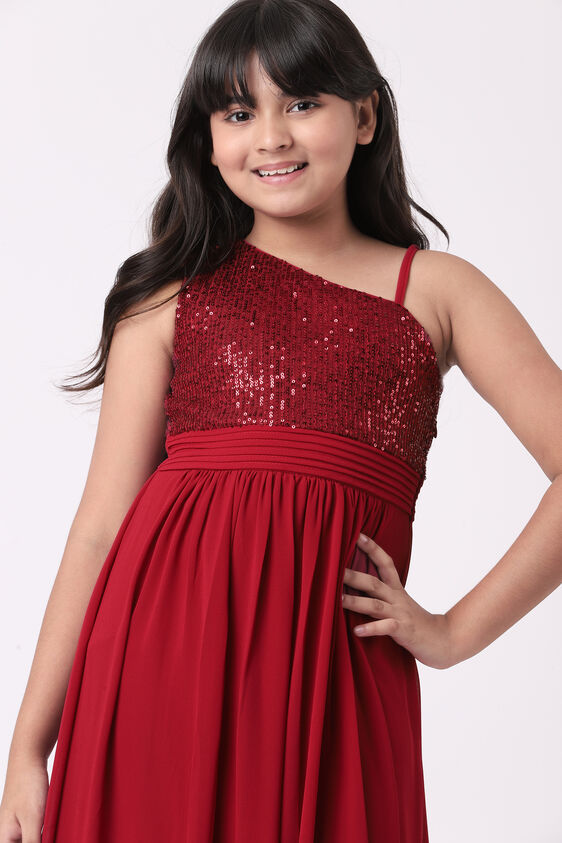 Wine Solid Flared Gown, Wine, image 6